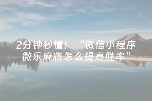 2分钟秒懂！“微信小程序微乐麻将怎么提高胜率”（详细透视教程）-哔哩哔哩