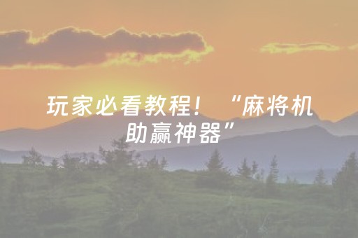 玩家必看教程！“麻将机助赢神器”（详细透视教程）-哔哩哔哩