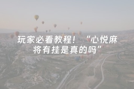 玩家必看教程！“心悦麻将有挂是真的吗”（详细透视教程）-哔哩哔哩