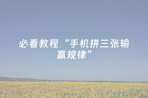 必看教程“手机拼三张输赢规律”（详细透视教程）-哔哩哔哩