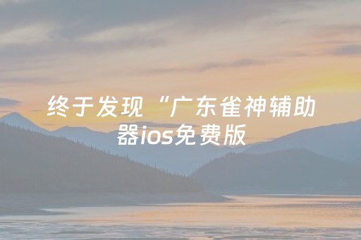 终于发现“广东雀神辅助器ios免费版（助赢神器通用版）