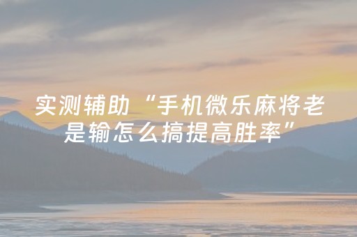 软件神器妙绝!微乐锄大地辅助软件(怎么让系统给你发好牌)