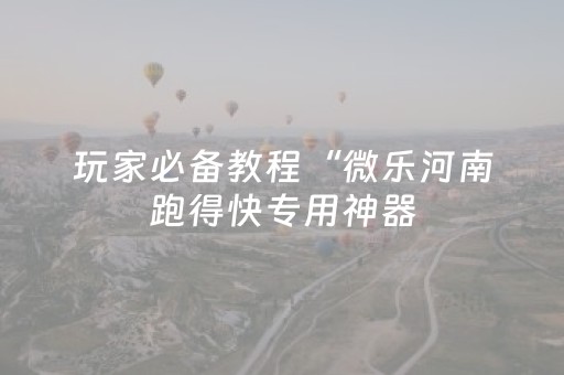 玩家必备教程“微乐河南跑得快专用神器（助赢神器通用版）