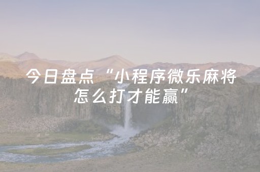 今日盘点“小程序微乐麻将怎么打才能赢”（详细开挂教程）-哔哩哔哩