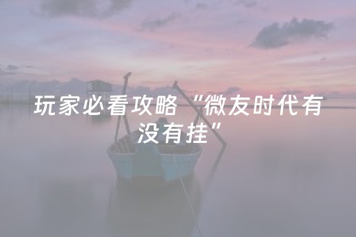 玩家必看攻略“微友时代有没有挂”（详细透视教程）-哔哩哔哩