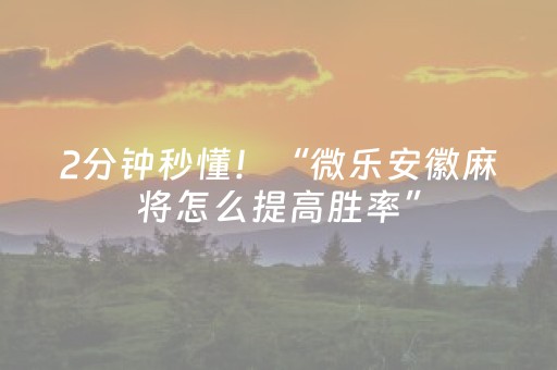 2分钟秒懂！“微乐安徽麻将怎么提高胜率”（详细辅助教程）-哔哩哔哩