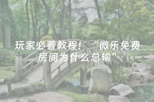 玩家必看教程！“微乐免费房间为什么总输”（详细辅助教程）-哔哩哔哩