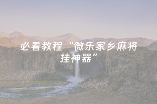 必看教程“微乐家乡麻将挂神器”（详细透视教程）-哔哩哔哩