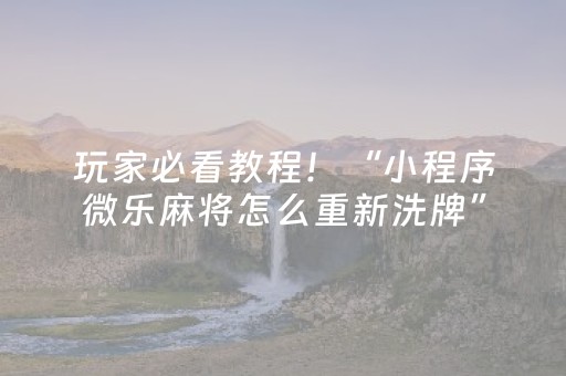玩家必看教程！“小程序微乐麻将怎么重新洗牌”（详细辅助教程）-哔哩哔哩