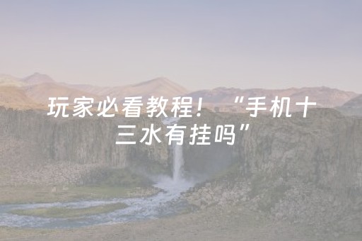 玩家必看教程！“手机十三水有挂吗”（详细辅助教程）-哔哩哔哩