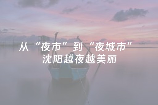 从“夜市”到“夜城市” 沈阳越夜越美丽