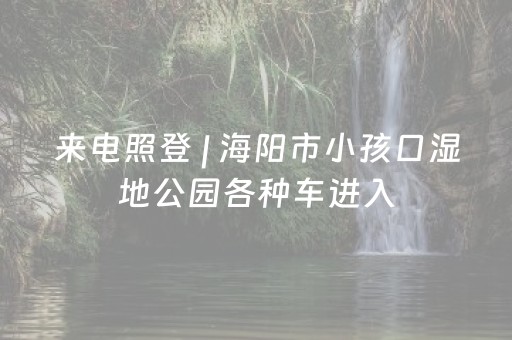 来电照登 | 海阳市小孩口湿地公园各种车进入