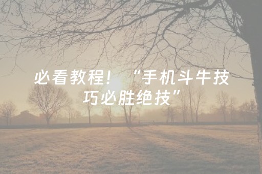 必看教程！“手机斗牛技巧必胜绝技”（详细透视教程）-哔哩哔哩