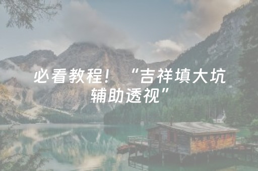 必看教程！“吉祥填大坑辅助透视”（详细开挂教程）-哔哩哔哩