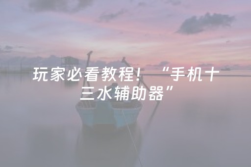 玩家必看教程！“手机十三水辅助器”（详细开挂教程）-哔哩哔哩