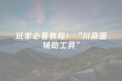 玩家必看教程！“川麻圈辅助工具”（详细辅助教程）-哔哩哔哩