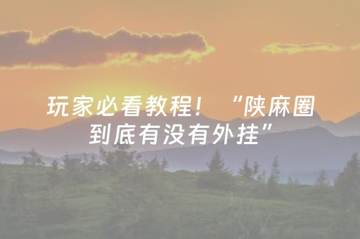 玩家必看教程！“陕麻圈到底有没有外挂”（详细透视教程）-哔哩哔哩