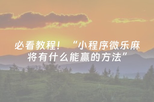 必看教程！“小程序微乐麻将有什么能赢的方法”（详细辅助教程）-哔哩哔哩