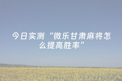 今日实测“微乐甘肃麻将怎么提高胜率”（详细开挂教程）-哔哩哔哩