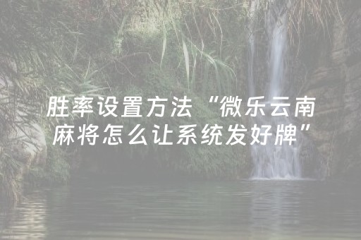 胜率设置方法“微乐云南麻将怎么让系统发好牌”（详细透视教程）-哔哩哔哩
