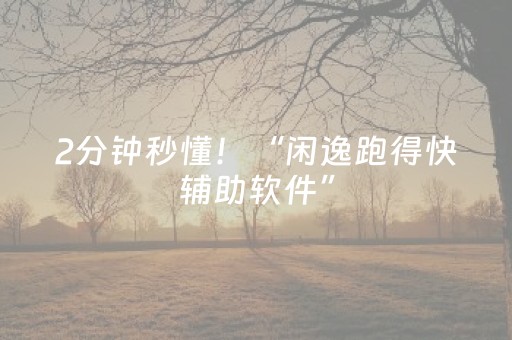 2分钟秒懂！“闲逸跑得快辅助软件”（详细开挂教程）-哔哩哔哩