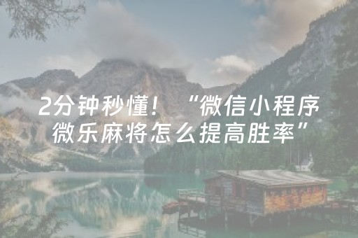 2分钟秒懂！“微信小程序微乐麻将怎么提高胜率”（详细辅助教程）-哔哩哔哩