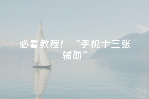 必看教程！“手机十三张辅助”（详细开挂教程）-哔哩哔哩