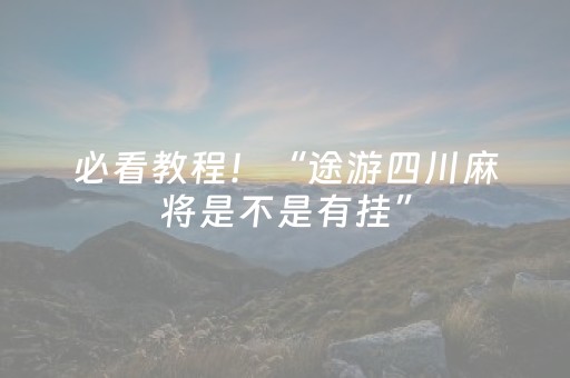 必看教程！“途游四川麻将是不是有挂”（详细开挂教程）-哔哩哔哩