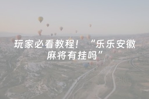 玩家必看教程！“乐乐安徽麻将有挂吗”（详细开挂教程）-哔哩哔哩