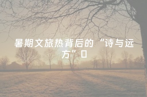 暑期文旅热背后的“诗与远方”​