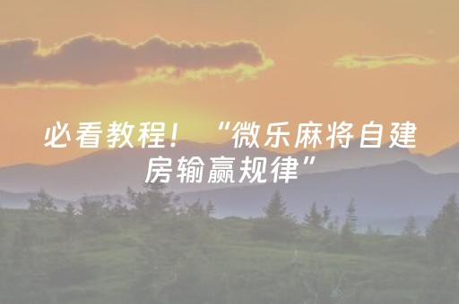必看教程！“微乐麻将自建房输赢规律”（详细辅助教程）-哔哩哔哩