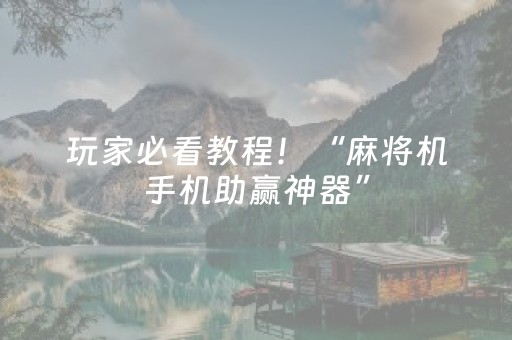 玩家必看教程！“麻将机手机助赢神器”（详细开挂教程）-哔哩哔哩