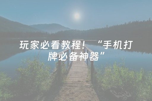 玩家必看教程！“手机打牌必备神器”（详细透视教程）-哔哩哔哩