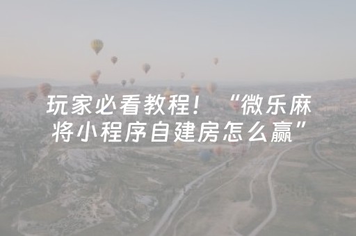 玩家必看教程！“微乐麻将小程序自建房怎么赢”（详细辅助教程）-哔哩哔哩