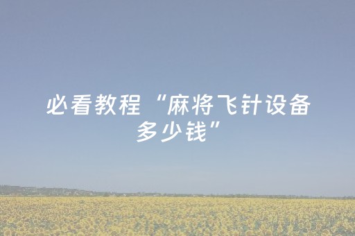 必看教程“麻将飞针设备多少钱”（详细透视教程）-哔哩哔哩