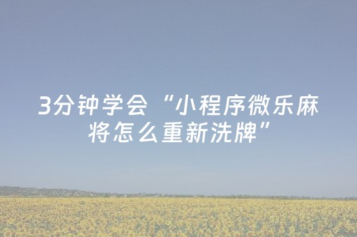 3分钟学会“小程序微乐麻将怎么重新洗牌”（详细透视教程）-哔哩哔哩