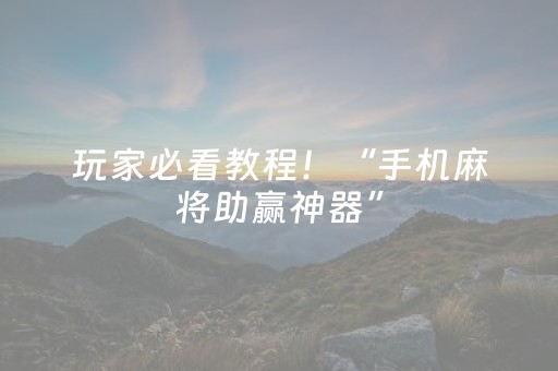 玩家必看教程！“手机麻将助赢神器”（详细辅助教程）-哔哩哔哩