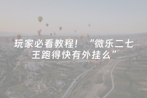 玩家必看教程！“微乐二七王跑得快有外挂么”（详细开挂教程）-哔哩哔哩