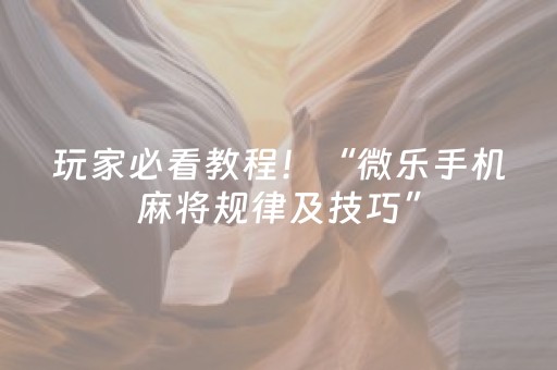 玩家必看教程！“微乐手机麻将规律及技巧”（详细开挂教程）-哔哩哔哩