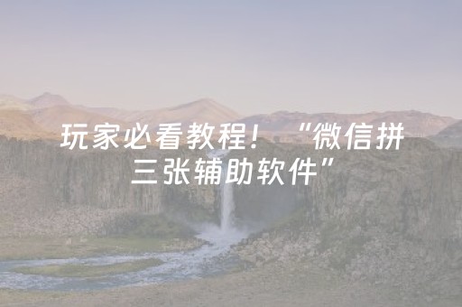 玩家必看教程！“微信拼三张辅助软件”（详细透视教程）-哔哩哔哩