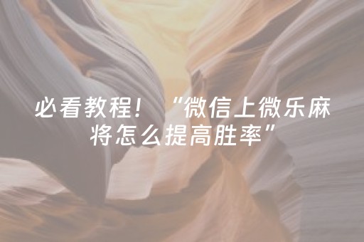 必看教程！“微信上微乐麻将怎么提高胜率”（详细开挂教程）-哔哩哔哩