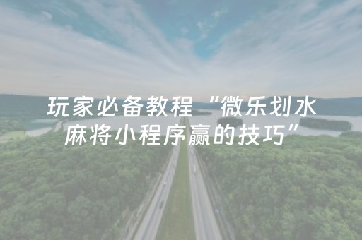 玩家必备教程“微乐划水麻将小程序赢的技巧”（详细透视教程）-哔哩哔哩