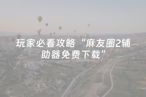 玩家必看攻略“麻友圈2辅助器免费下载”（详细透视教程）-哔哩哔哩