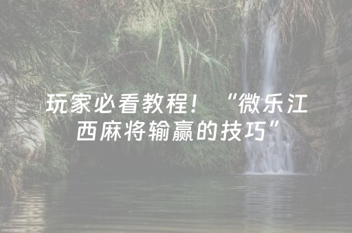 玩家必看教程！“微乐江西麻将输赢的技巧”（详细透视教程）-哔哩哔哩
