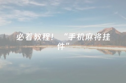 必看教程！“手机麻将挂件”（详细开挂教程）-哔哩哔哩