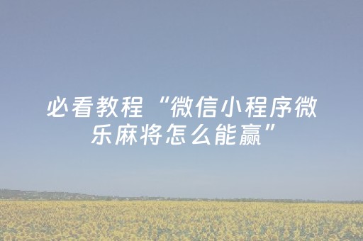 必看教程“微信小程序微乐麻将怎么能赢”（详细透视教程）-哔哩哔哩