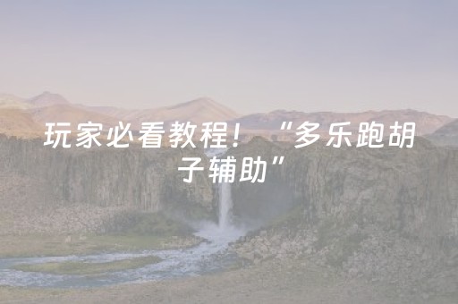 玩家必看教程！“多乐跑胡子辅助”（详细开挂教程）-哔哩哔哩