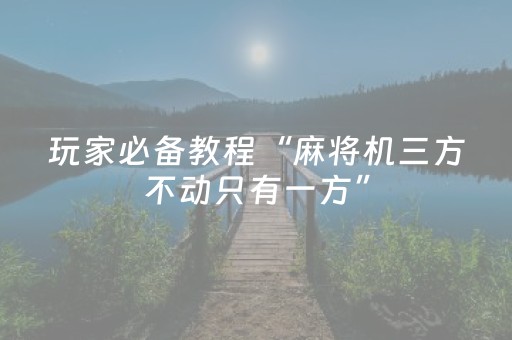 玩家必备教程“麻将机三方不动只有一方”（详细透视教程）-哔哩哔哩