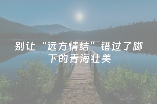 别让“远方情结”错过了脚下的青海壮美