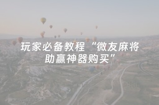 玩家必备教程“微友麻将助赢神器购买”（详细透视教程）-哔哩哔哩